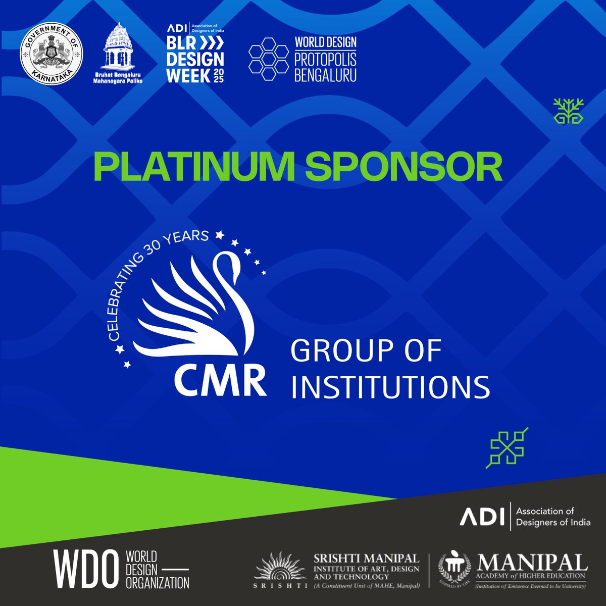 We are proud to announce that CMR University is the Platinum Sponsor for the Bangalore Design Week, a novel initiative aimed at building future possibilities in art and design by facilitating collaboration between citizens,institutions, and the government.

#BangaloreDesignWeek