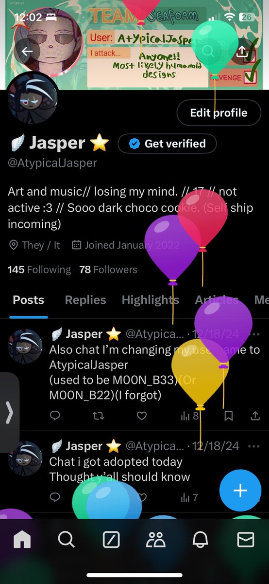 AtypicalJasper's tweet photo. Who put balloons in my page https://t.co/o7xlVrLDOB