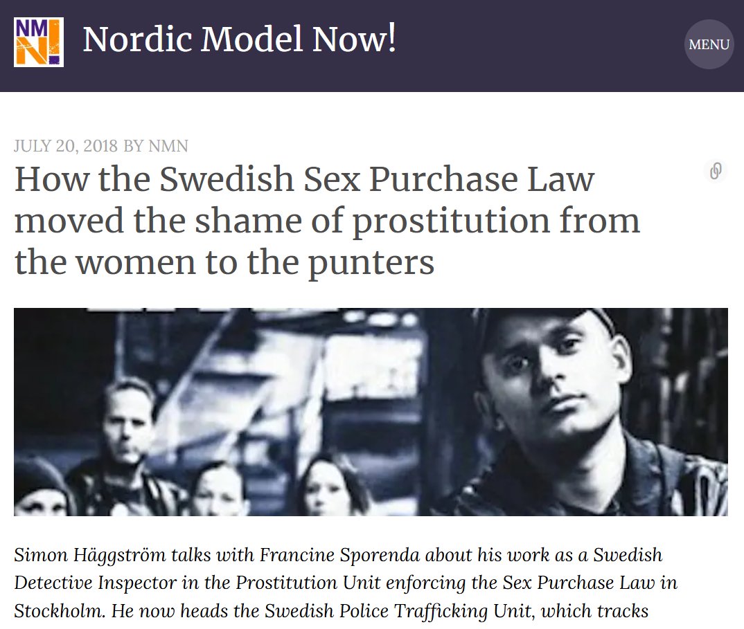 HOW THE SWEDISH SEX PURCHASE LAW MOVED THE SHAME OF PROSTITUTION FROM THE WOMEN TO THE PUNTERS

“When it’s legal to buy sex, something happens to how we look upon each other. Young boys are raised with the mentality that whenever you want to get laid, you just have to pay for it.