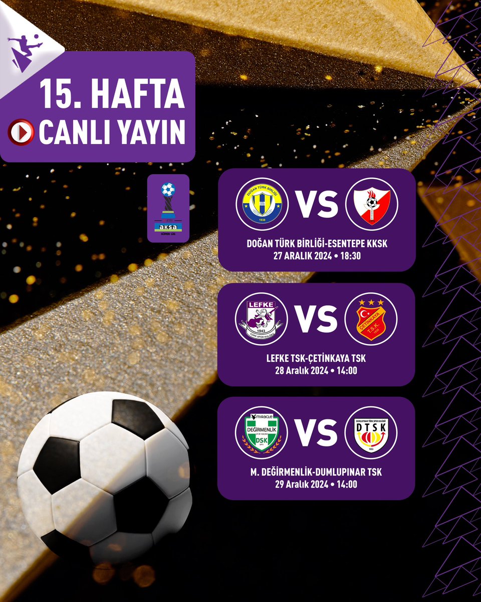 🏆Aksa Süper Lig’de 15.hafta canlı yayınlarını kaçırma⚽️
#miraclesportv #kktcfutbol #aksasüperlig #futbol #maç #canliyayın