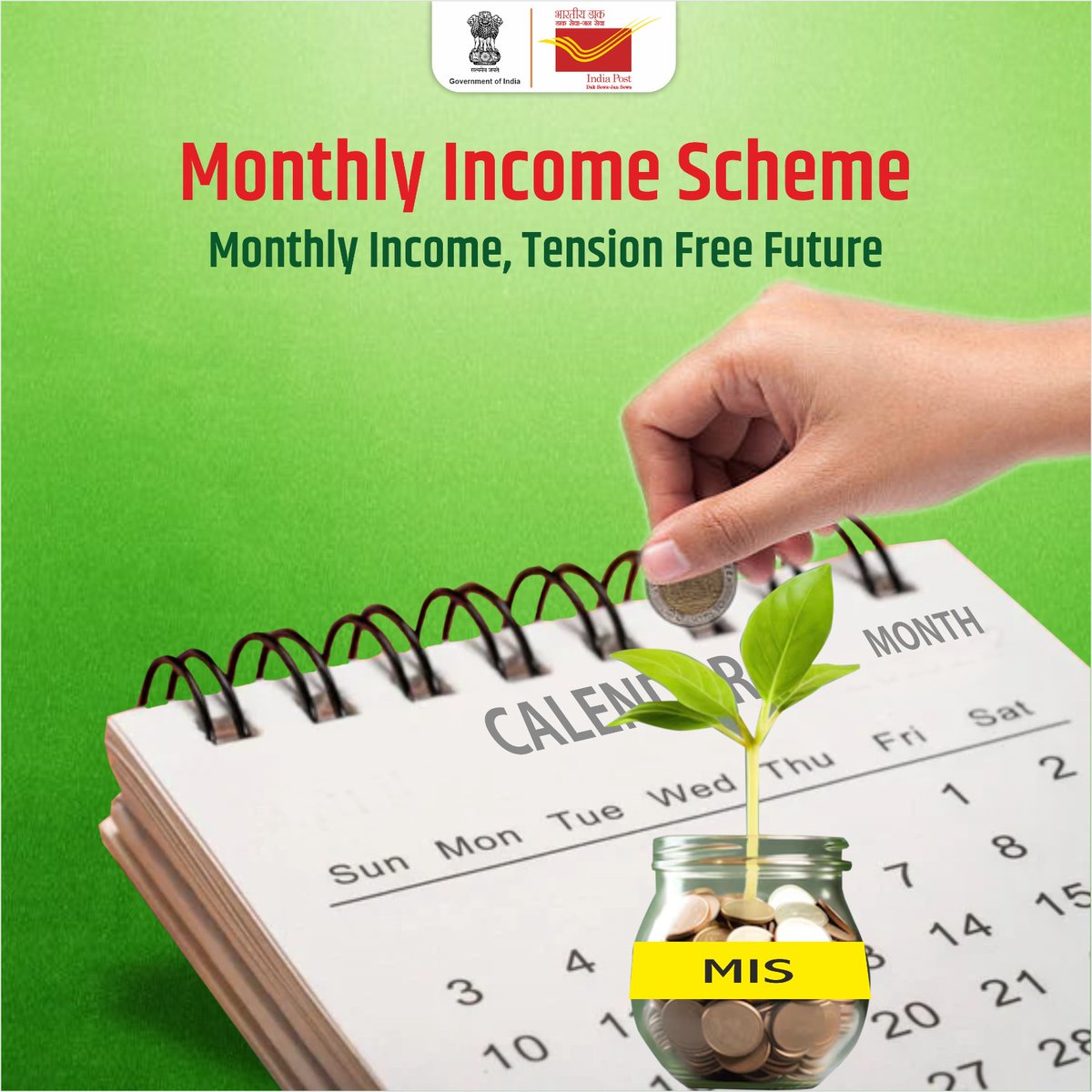 IndiaPostOffice's tweet photo. Monthly Income Scheme:  Start Earning Steady Monthly Income! Click here to know more: https://t.co/YwQtQrcbtH

#InvestWithIndiaPost #SavingsMainApkaDost #MIS https://t.co/lbvbHd1fJ2