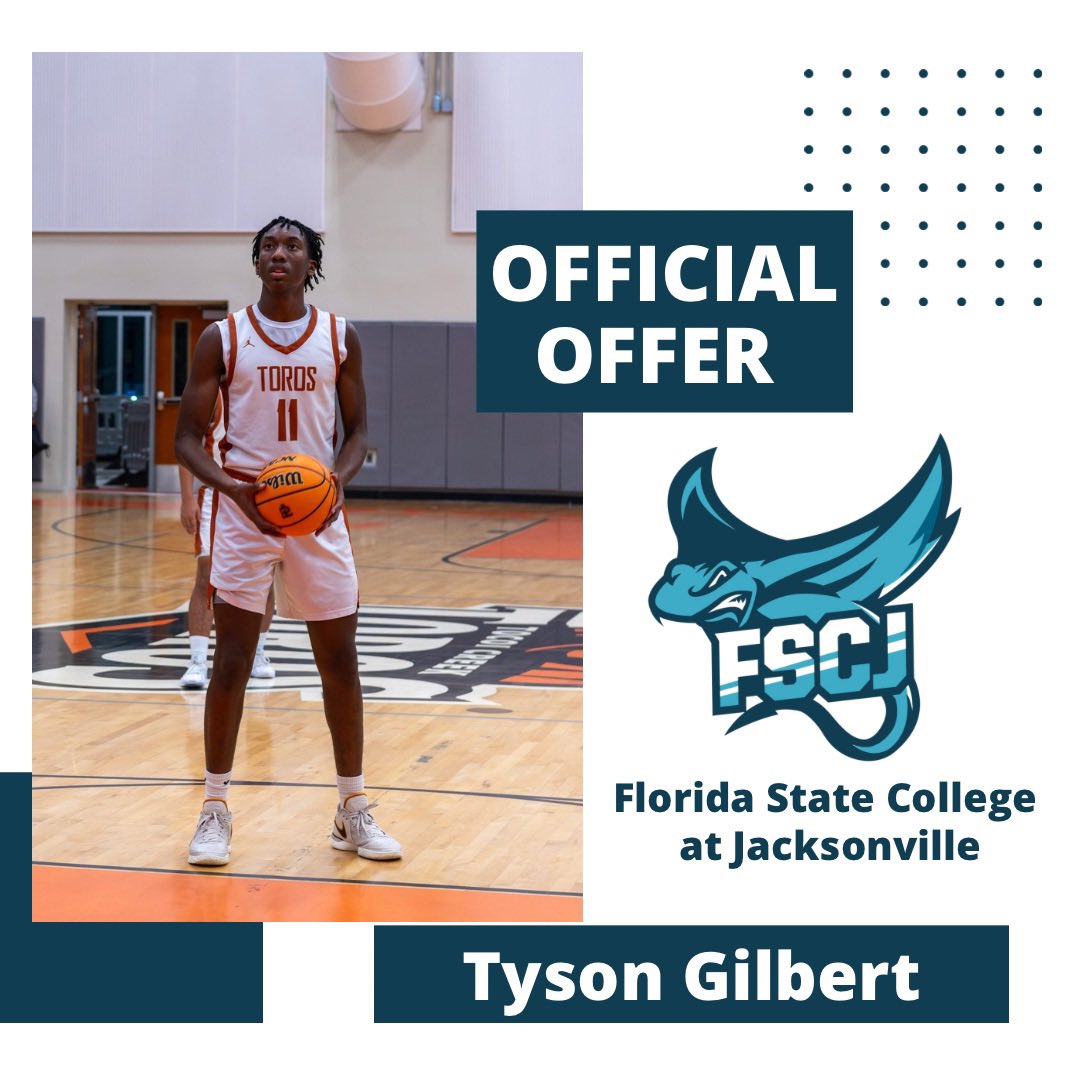 Tocoi Creek Boys Basketball (@tocoibasketball) on Twitter photo Congrats <a href="/SaviorTyson/">Tyson Gilbert🏀</a> on receiving an offer from Florida State College at Jacksonville!! Hard work pays off! 🤘🏀📈
<a href="/FSCJMBB/">FSCJ Men’s Basketball</a> Congrats <a href="/SaviorTyson/">Tyson Gilbert🏀</a> on receiving an offer from Florida State College at Jacksonville!! Hard work pays off! 🤘🏀📈
<a href="/FSCJMBB/">FSCJ Men’s Basketball</a>