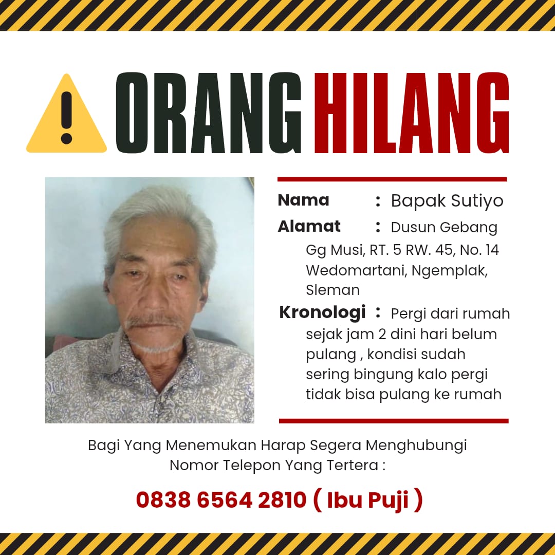 merapi_uncover's tweet photo. Dicari orang hilang, terkhir pakai kaos putih celana abu2 celana trening sandal hitam koyone nggowo sepeda cilik putih nggone putune. Bila ada yg melihat bapak bisa memberikan informasi kepada nomor tertera/ dm saya. Matur nuwun 🙏🙏 | @k0dhar https://t.co/tXamVNtnCe