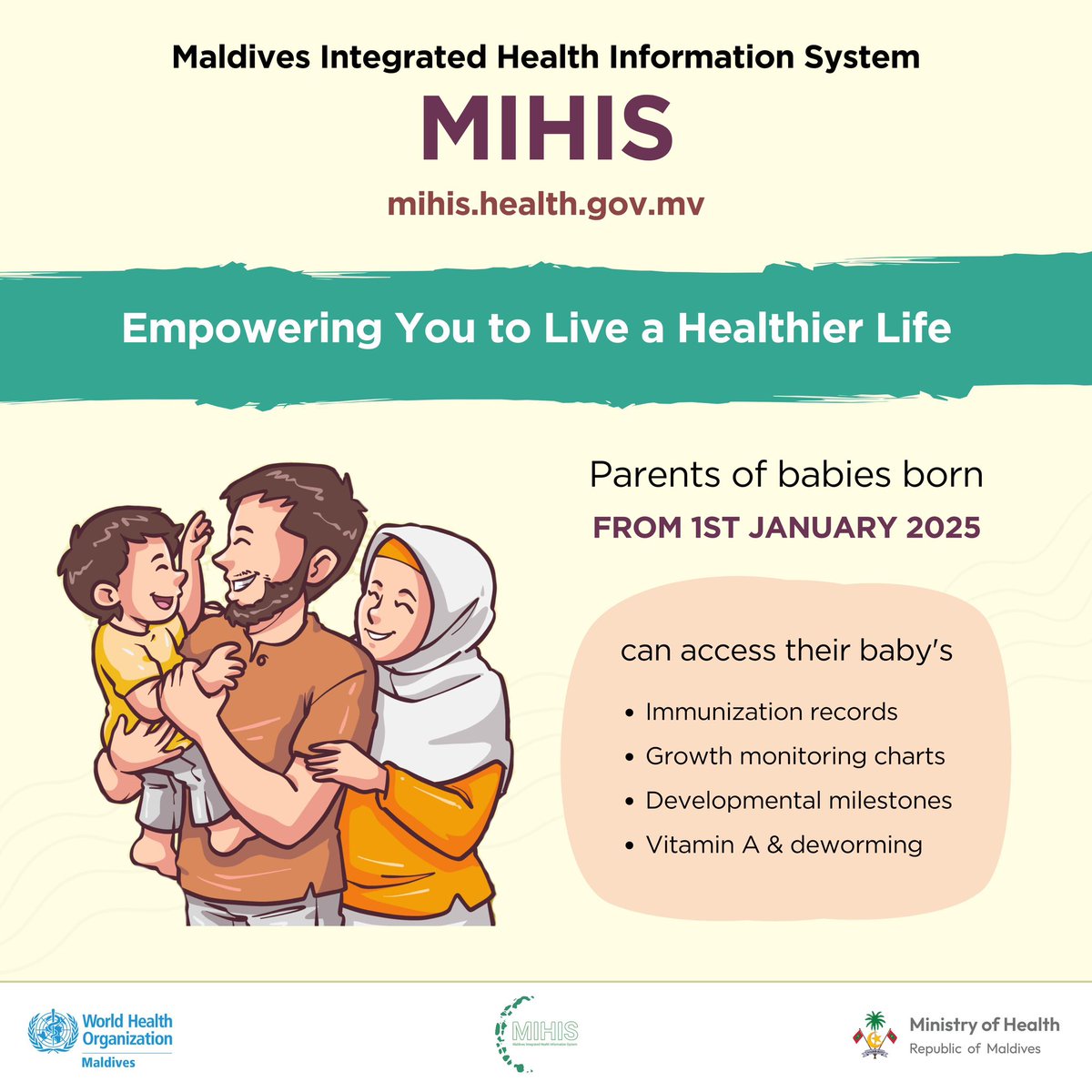 MoHmv's tweet photo. Learn more about the health information that is made available during the first phase of MIHIS public portal.

#MOH #WHO #HealthForAll #DigitalHealth #MIHIS https://t.co/UO7Sbai1qB