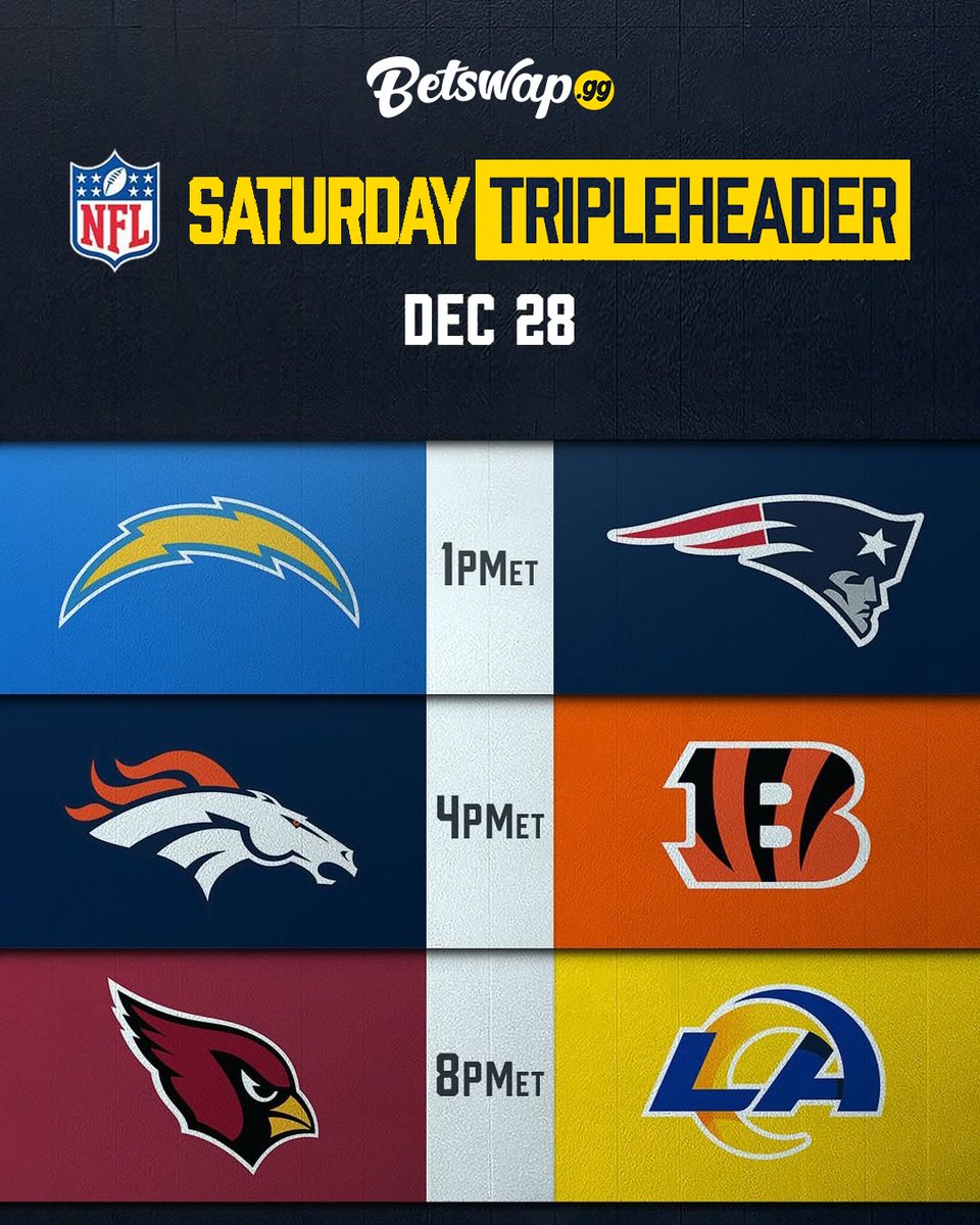 BetswapGG's tweet photo. ๐ Saturday is heating up with a thrilling tripleheader! Are you ready for Week 17 action? ๐ฅ
#SaturdayFootball #NFLWeek17 #Tripleheader #BSGG https://t.co/6iBs3UBsH3