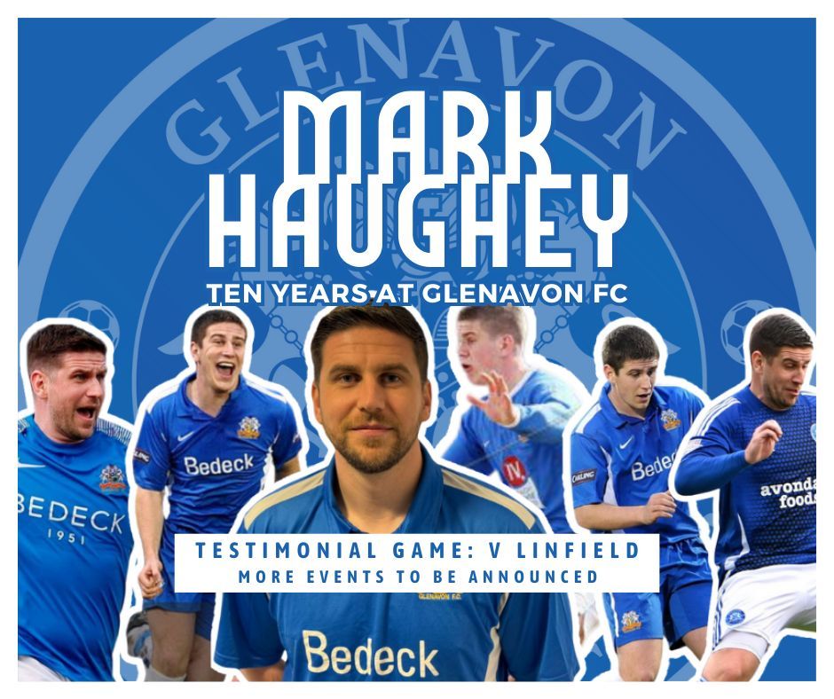 Glenavon_FC's tweet photo. 𝗠𝗔𝗥𝗞 𝗛𝗔𝗨𝗚𝗛𝗘𝗬: 𝗧𝗘𝗡 𝗬𝗘𝗔𝗥𝗦 𝗔𝗧 𝗚𝗟𝗘𝗡𝗔𝗩𝗢𝗡 

Glenavon is pleased to announce that Mark Haughey will have his testimonial year in 2025 with a series of special events.

More information can be found on the website here: https://t.co/W6y6fzkBqy https://t.co/rEm4ym3W63