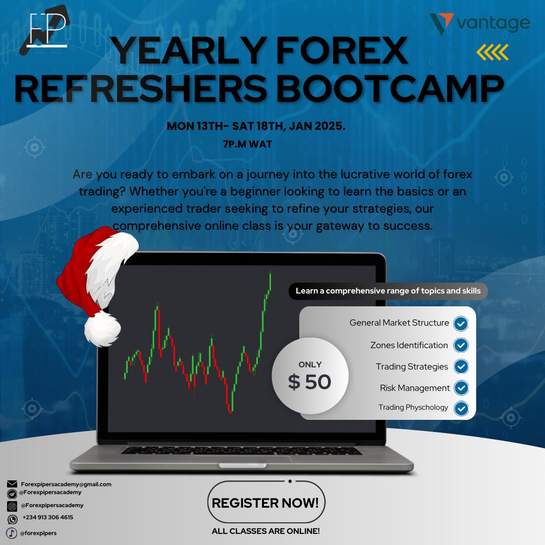 forexpipers's tweet photo. Join Our Forex Bootcamp: Unlock Your Trading Potential!Take your trading skills to the next level with our exclusive Forex Bootcamp! Designed for both beginners and experienced traders
Tap on the link below to register 🚀

https://t.co/hwBmzmXyIm https://t.co/izWTn6i64z