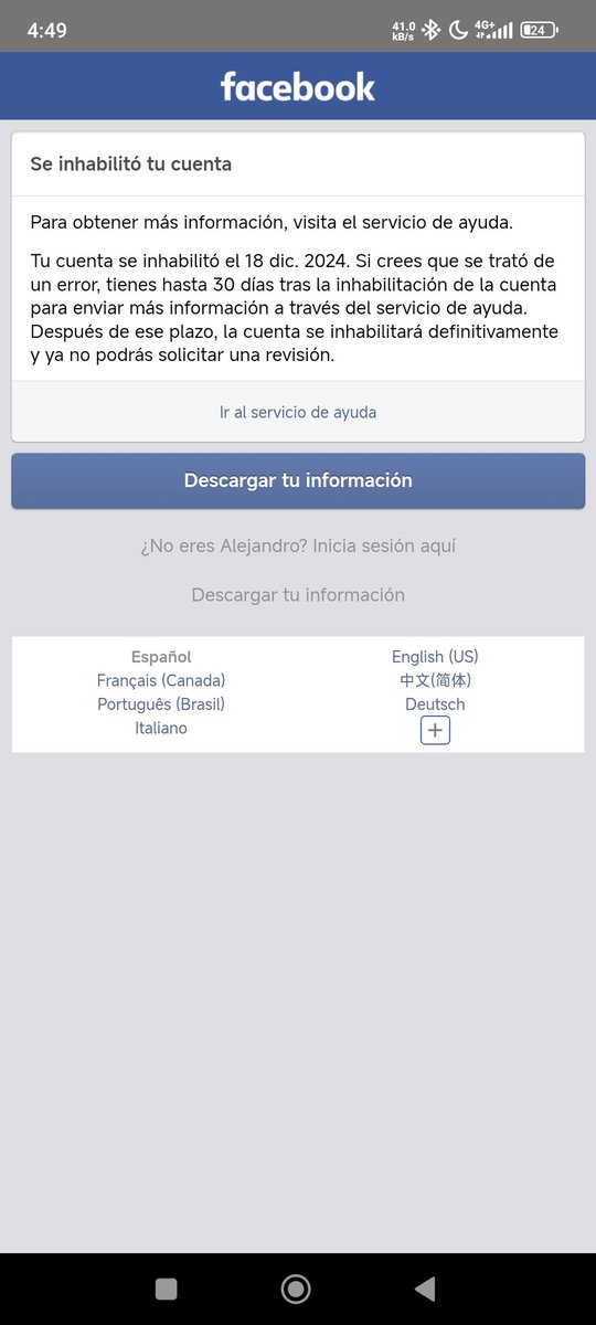 Landriito's tweet photo. Desde el 18 de Diciembre estoy deshabilitado de mis cuentas de @WhatsApp @facebook @instagram 
Y aún sin recibir algún tipo de señal o respuestas.

#MetaResponde #MetaExplainThis #WhatsApp #Facebook #instagram https://t.co/kh6xl660AS