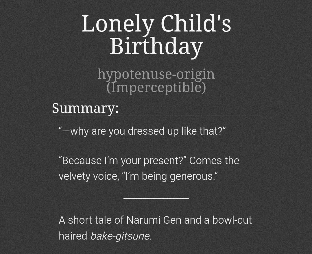 ／　怪獣🦖8号
#naruhoshi #鳴保 #나루호시 #naruhoshiweekly2024

A short tale of Narumi Gen and a bowl-cut haired bake-gitsune.

archiveofourown.org/works/61725943