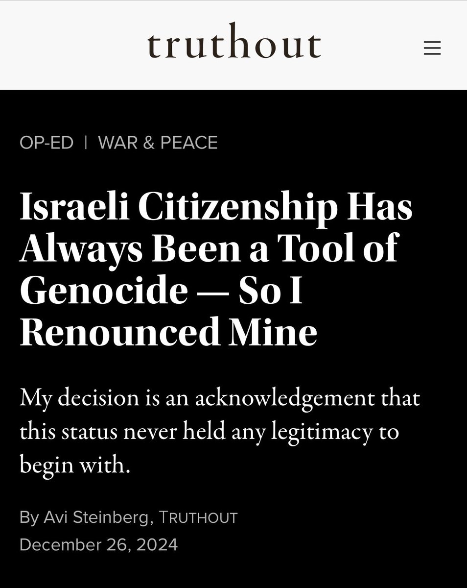Avi Steinberg renounced the Israeli  citizenship.

Mad respect ✊