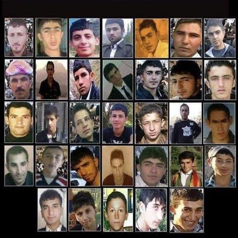 nizanem's tweet image. &quot;December 28, 2011: 34 Kurds were brutally massacred in Roboski by Turkish airstrikes. This was not the first crime against Kurds by the Turkish state, nor the last. The same oppression continues today in Rojava.
#TurkeyIsATerroristState
#RoboskiMassacre 
#Roboski