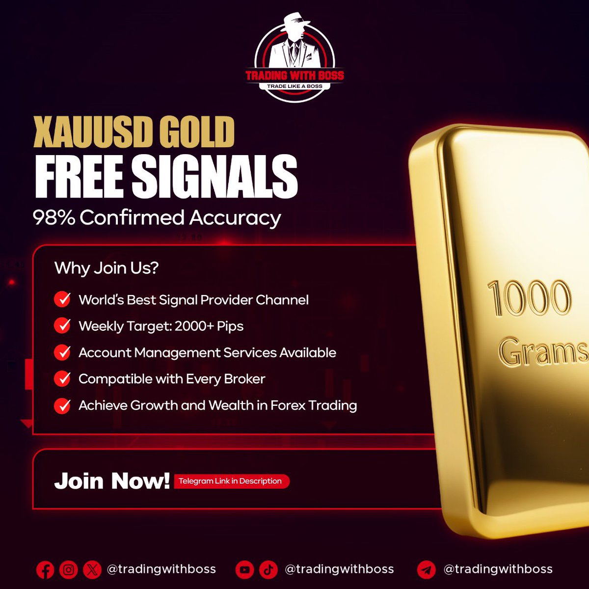 Liqiuditydan's tweet photo. FREE XAUUSD SIGNALS!

Get 1-2 high-accuracy trades daily with 95% success rate!

JOIN OUR TRIAL TELEGRAM CHANNEL NOW!

link in profile bio 

Experience profitable trading with our expert XAUUSD signals!

#XAUUSD
#XAUUSDSignals
#GoldSignals
#GoldTrading
#ForexSigna https://t.co/tbNQxdyGA5