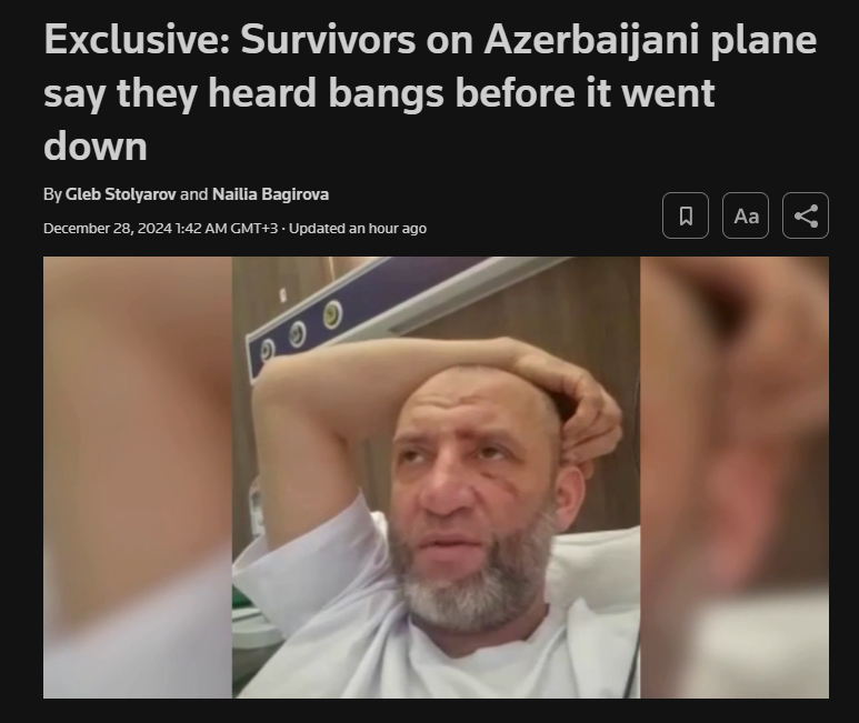 الرجل الذي نجا بحياته وكان ينطق الشهادتين في الطائرة اسمه "سبحان قُل رحيموف" ويُعتقد أنه من أوزبكستان وهذه شهادته لما حدث في الطائرة حيث قال:

في البداية سمعنا صوت انفجار أو أكثر ثم بدأت الطائرة تترنح فأخبرنا المضيفون بالجلوس في المقاعد الخلفية وملئها قدر المستطاع استعداداً لهبوط