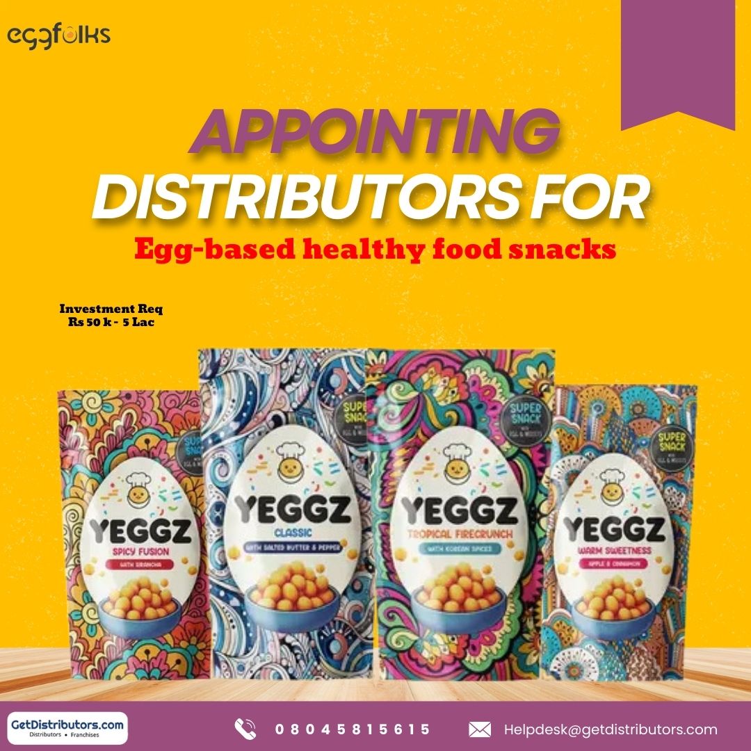 getdistributors's tweet photo. Appointing Distributors for egg-based healthy food snacks
Brand 👉 : #Yeggz
Details 👉 https://t.co/Bs91bcwMtY
★Investment Needed : ₹ Rs. 50 K – 5 Lac
✓Hurry to Avail #Distributorship !
Share your contact details.
#Eggbased #Eggsnacks #Dealer #BusinessOpportunity #Suppliers https://t.co/ELvOs3JgjC