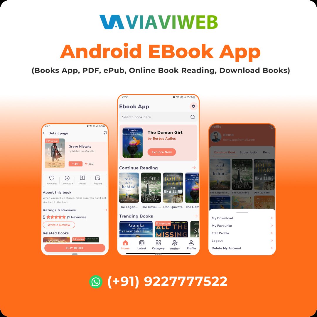 viaviwebtech's tweet image. Are you looking to develop your own Android eBook App? 

1.envato.market/YxGqO

WhatsApp: (+91)9227777522

#eBookApp #AndroideBookApp #BookApp #BookAppSourceCode #SourceCode #Viaviweb #Viaviwebtech #Codecanyon #EnvatoMarket #Envatao