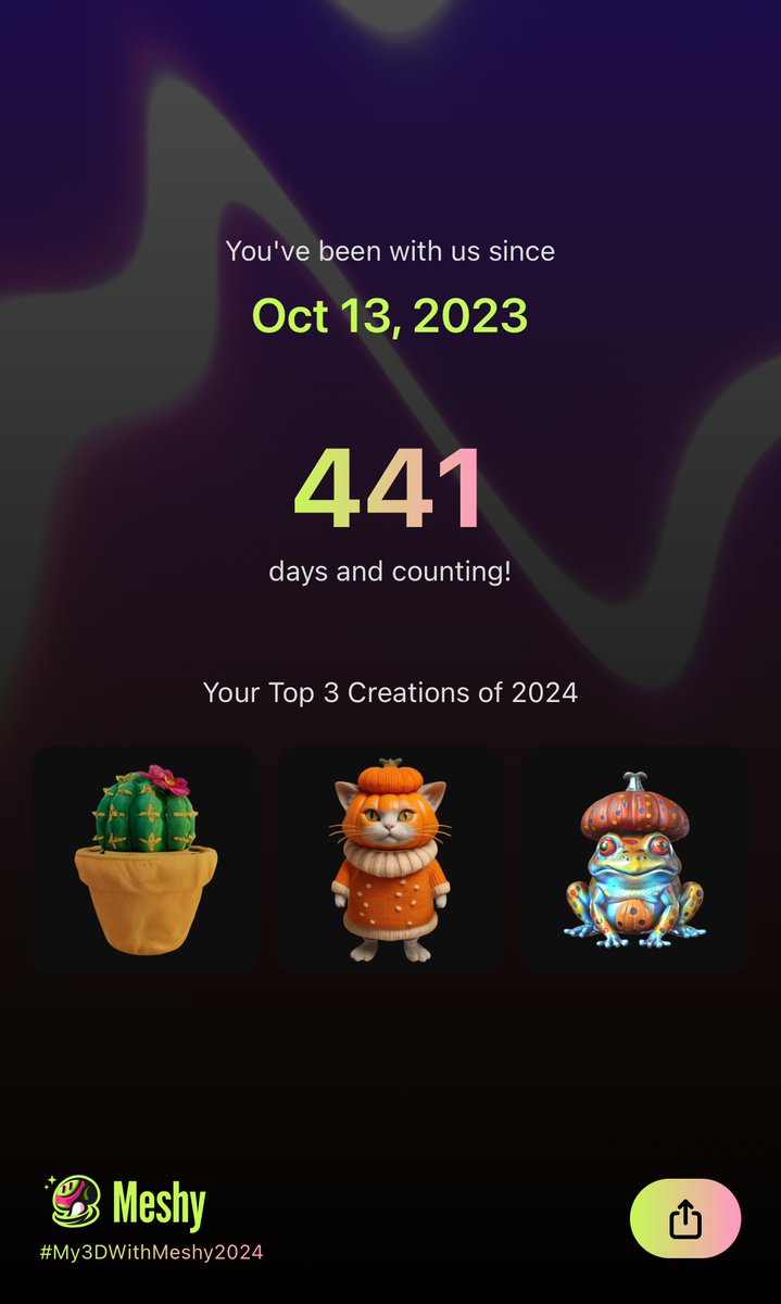 tifafa's tweet photo. Celebrate #My3DWithMeshy2024 Highlights!
Check out my top 3 creations of the year with @MeshyAI!
#3DModeling
https://t.co/DPDCfZZM6X https://t.co/MQvuvyu2hI