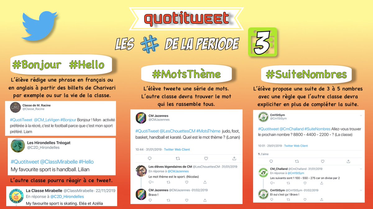 QuotiTweet (@quotitweet) on Twitter photo En avant pour les inscriptions à la période 3 de #quotitweet qui propose des échanges quotidiens entre mastoclasses en français et en maths ! N'hésitez pas à contacter <a href="/julien_cremoux/">Julien Crémoux</a> si besoin
cc <a href="/SCOllectif_asso/">SCOllectif đ</a>
framaforms.org/inscriptions-q⊠En avant pour les inscriptions à la période 3 de #quotitweet qui propose des échanges quotidiens entre mastoclasses en français et en maths ! N'hésitez pas à contacter <a href="/julien_cremoux/">Julien Crémoux</a> si besoin
cc <a href="/SCOllectif_asso/">SCOllectif đ</a>
framaforms.org/inscriptions-qâŠ