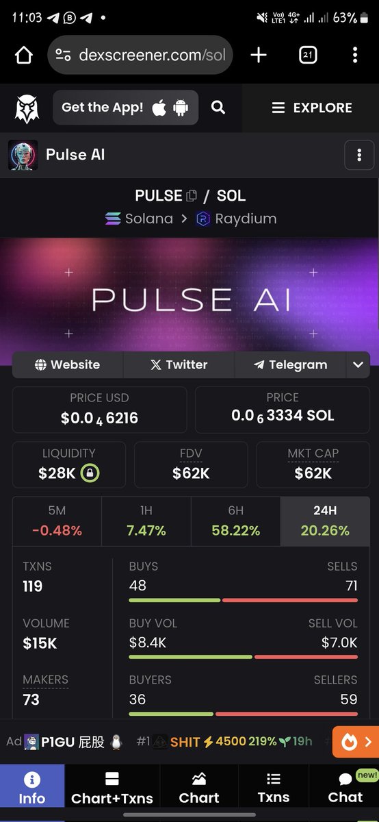 I bought $pulse because it a sol utility token and ai token and it also creates ai news video every  30 minutes.

dexscreener.com/solana/6qtv47r…