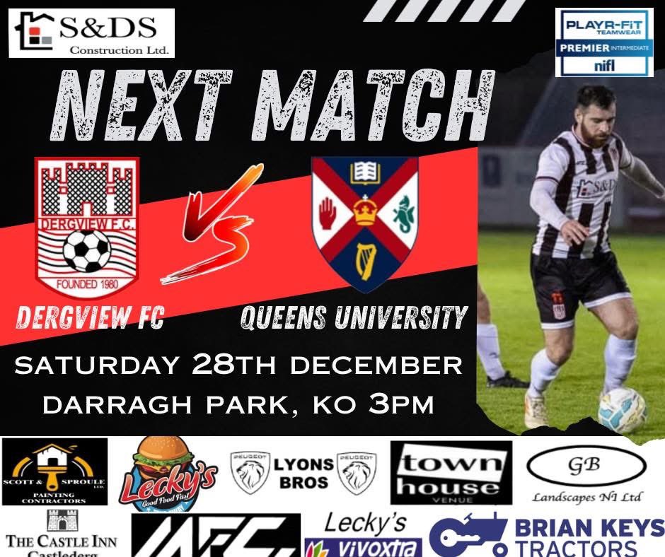 ITS MATCHDAY!

We gave you boxing day off this year to squeeze in another turkey dinner but now it’s your chance to get out of the house and show off those new Christmas clothes!! 

⚽️Kick off at Darragh Park is 3pm ⚽️

🍺Clubhouse open from 1.30pm 🍺