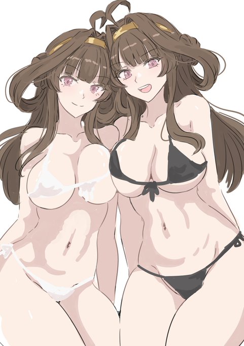 同名艦複数着任鎮守府もあるんだし、個体差描き分けるのも面白いと思うんだよな。

これは描き分けてないダブル金剛。 