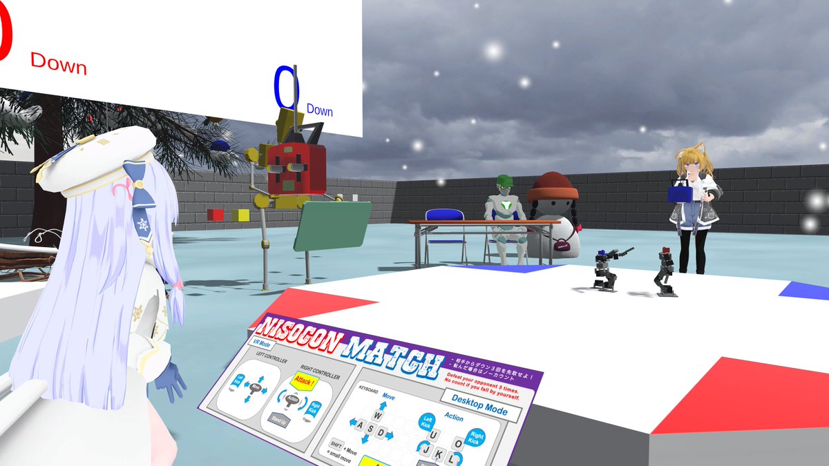 S_Thurk's tweet photo. VketRealでVRホビーロボット集会が宣伝してた
第8回ニソコンVR開催中
なんのかんの続いてるVRC空間でのROBO-ONE認定大会です
#nisoconVR https://t.co/ufr8moEgU5