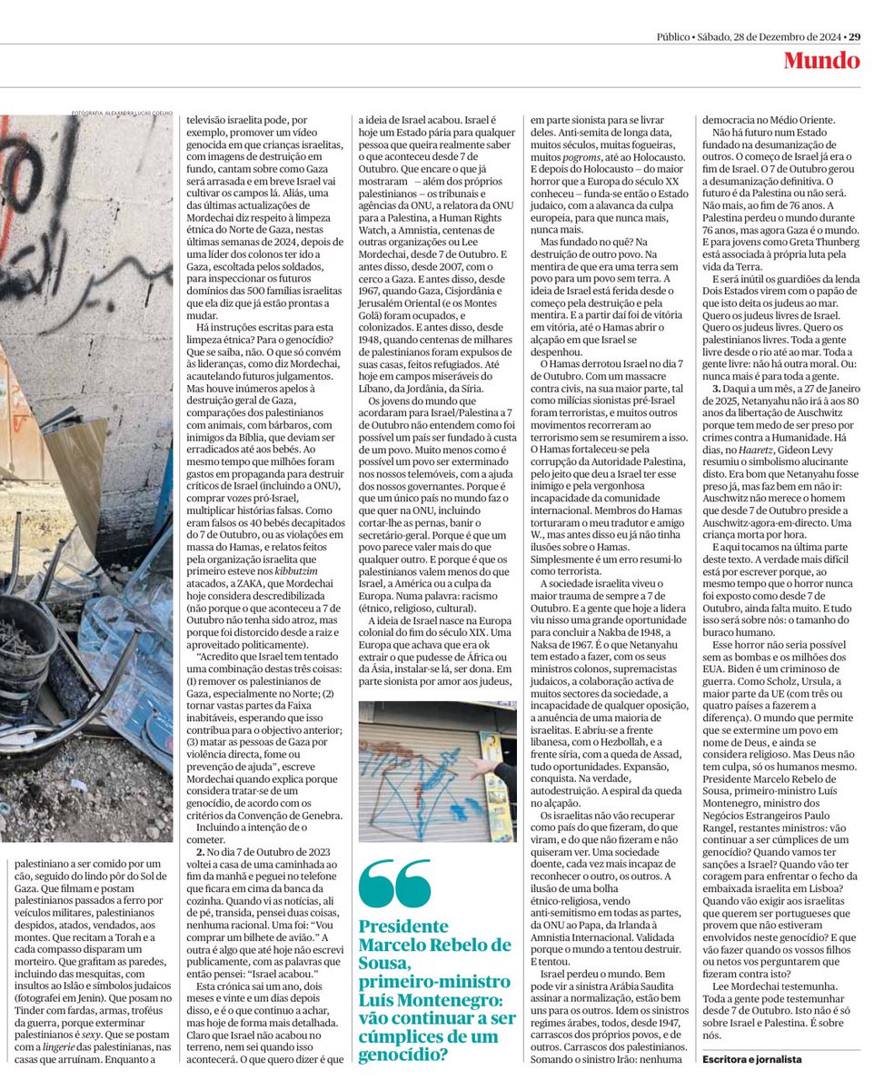 Israel acabou.
O futuro é da Palestina.
A verdade mais difícil
está por escrever. 

Obrigatório ler o texto de Alexandra Lucas Coelho, hoje no Público.