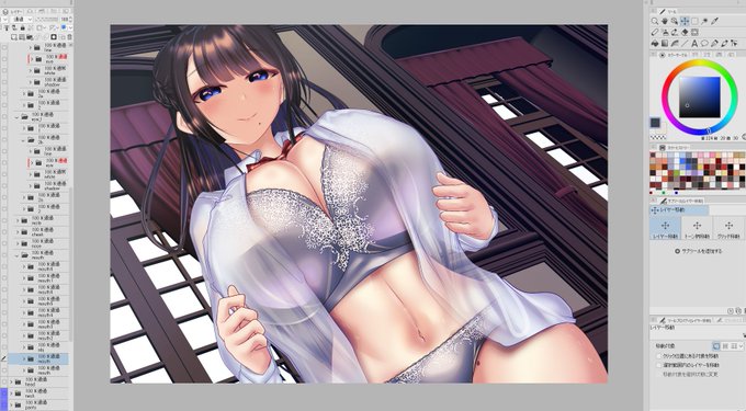 前描いたお姉さんを色々と弄ってます 