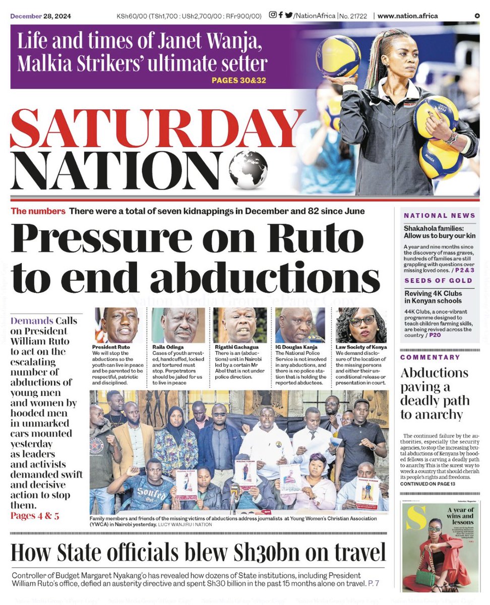 WaihigaMwaura's tweet image. In the papers in Kenya. 
#StateOfTheNation
#EndAbductionsKE