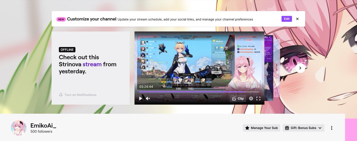 EmikoAiVT's tweet photo. OMG!? I can’t believe I've reached 500 followers on Twitch! : https://t.co/VqOuilchdi 😭🥰

THIS MILESTONES OF 500 FOLLOWERS BEFORE YEAR 2024 ENDS MEANS SO MUCH TO ME!! T-T  I wouldn’t be here without the incredible support of each and every one of you!! I WILL WORK HARD TO REACH MY NEXT GOAL OF 1K FOLLOWERS!! 🥰

A Very BIG Thank you to everyone who has followed, cheered, subbed, and been part of this amazing community during my 1 Month journey as a new Vtuber! Your kindness, encouragement, and positive vibes make all the difference! From the bottom of my heart, I appreciate all of you. And you know what is awesome? EACH AND EVERYONE OF YOU ARE AWESOME!!!  

Special shoutout to the people who’ve been with me from the start. You’ve been part of this journey since day one, and I’m so grateful! And to the new faces, welcome to the SMALL PINKBEAN, EMIKOAI FAMILY!

This is just the beginning. Let’s keep growing, having fun and laughter while building something amazing together. Onward TO GLORY!! Hehe  T-T I LOVE YOU ALL SO MUCH FROM THE BOTTOM OF MY HEART!!!  🥰

#PSO2NGS #NGS #Strinova #twitch #TwitchStreamers #twitchaffiliate #Twitch相互フォロー #twitchrecap2024 #Vtuber素材 #VtubersUprising #vtuber #vtubers #streamer