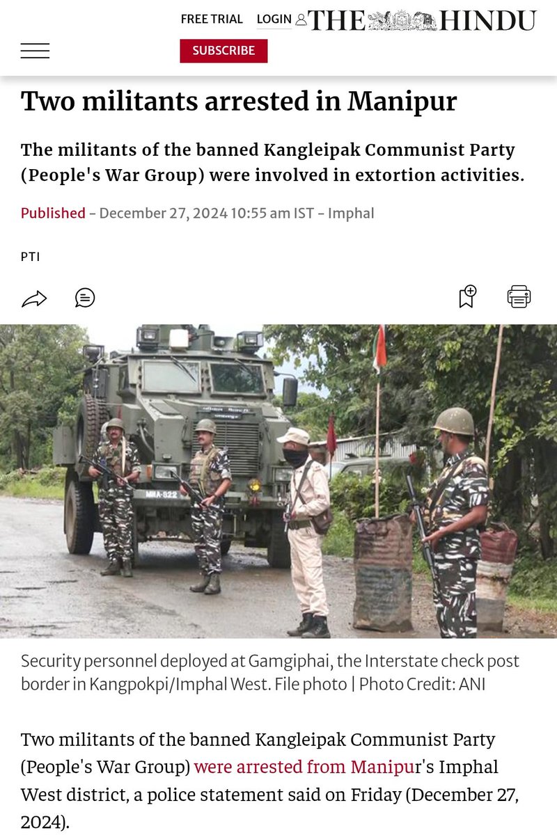 haokip_alice's tweet photo. Two Meitei Militants who belong to Kangleipak Communist Party (KCP) were nabbed for extortion cases at Imphal. 
The Enforcement Directorate (ED) in its investigation has also put on a record that the UNLF cadres involved in extortion activities are exacerbating  violence in Manipur. 

Sources: 
1. https://t.co/iuggYcjIC4 
2. https://t.co/vzg4Z781OY 

#MeiteiTerrorist
#MeiteiMilitants