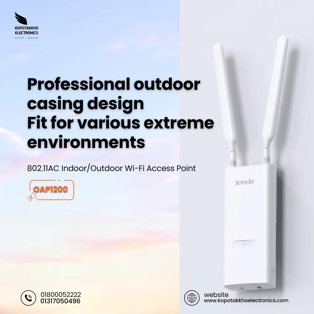 KopotakkhoK's tweet image. 🌐 Tenda OAP1200: 802.11AC ইনডোর/আউটডোর Wi-Fi অ্যাক্সেস পয়েন্ট

📞 অর্ডার করতে কল করুন: 01800-052222
🌐 ভিজিট করুন: kopotakkhoelectronics.com

#TendaWiFi #TendaOAP1200 #WiFiAccessPoint #OutdoorWiFi #HighSpeedWiFi #KopotakkhoElectronics