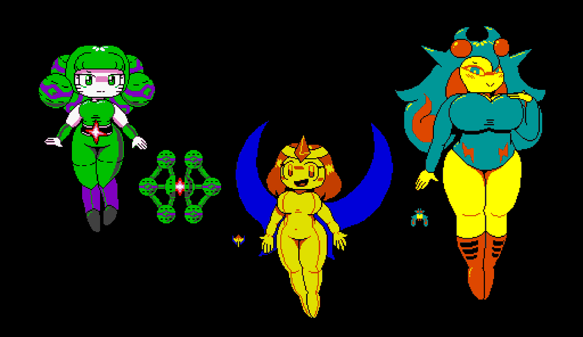 DEXA_Entertain's tweet photo. Hell, why not all three together! #Pixelart #ドット絵 #イラスト #ボスコニアン #Bosconian #ギャラクシアン #Galaxian #ギャラガ #Galaga #ナムコ #retrogames #namco #arcadejp #arcade https://t.co/PUwbjo5MFA