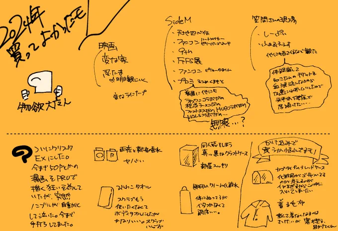 2024年買ってよかったものです。本当に狂っているが今までクリスタPROで無理矢理長い漫画描いてたために発生していた意味不明な処理がなくなって作業が早くなった。
TLを『ベストバイ』とか『買ってよかった』で徘徊しているので教えて下さい。 