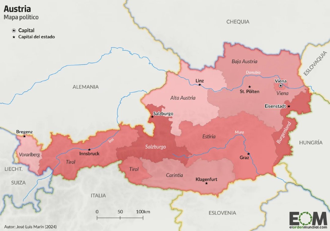 🇦🇹 Austria: un estado federal con 9 regiones autónomas. 🇦🇹

Cada una con su propio parlamento y amplias competencias.

Analizamos la estructura política de este país centroeuropeo en este mapa de <a href="/Geocelia_/">GeoCelia</a> 👇 
elordenmundial.com/mapas-y-grafic…