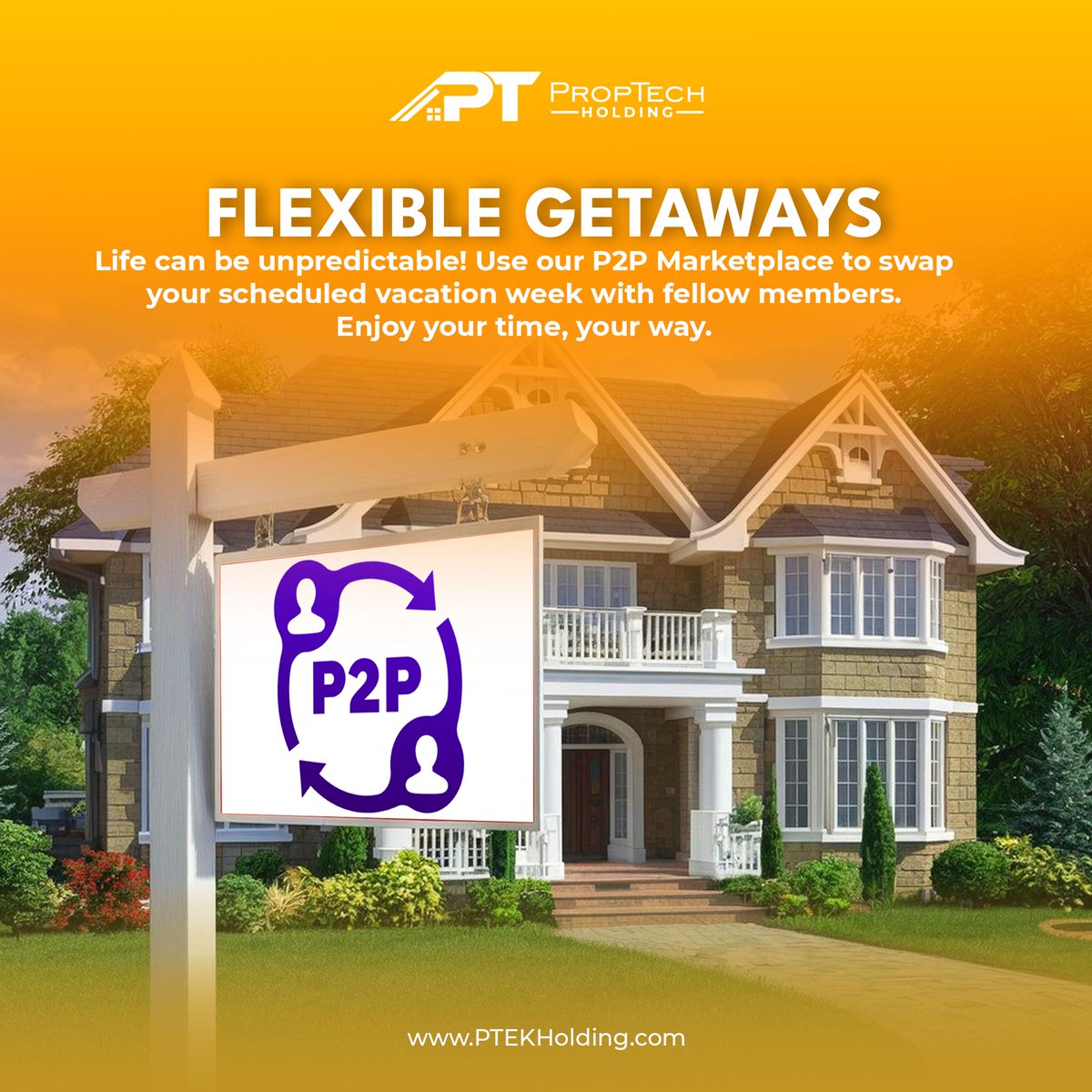 PtekHolding's tweet image. 🌴 Flexible Getaways

Plans changed? No problem! Swap your vacation week with fellow members on our P2P Marketplace. 🏡✨

Enjoy your time, your way! 👉 [buff.ly/3VJvBcv] 

#PropTechHolding #FlexibleGetaways #P2PMarketplace #VacationSwaps #SmartTravel