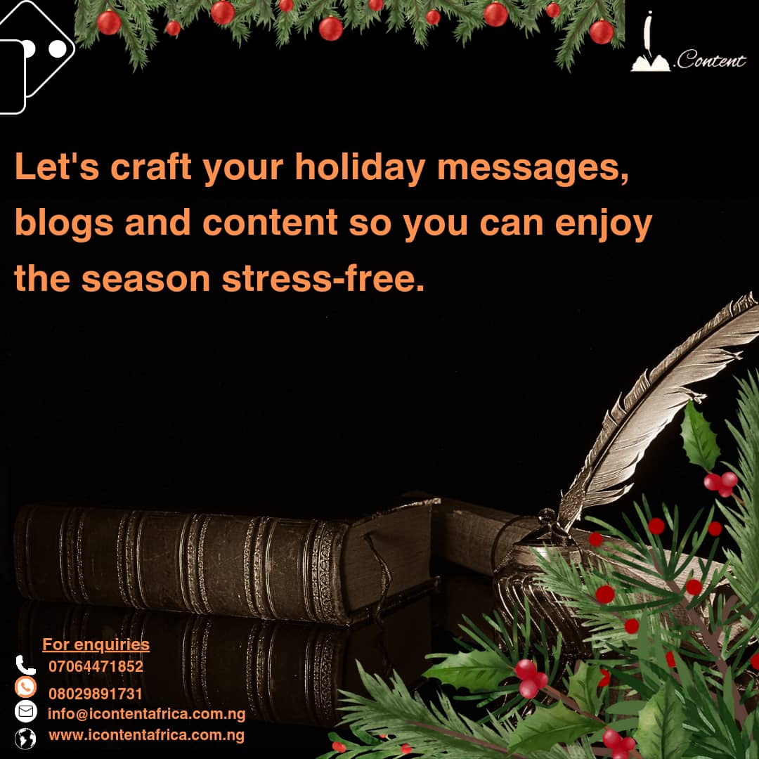 icontentafrica's tweet image. Outsourcing your writing makes life so much easier.

The more time you have on your hands, the more you&apos;ll be able to focus on what matters and spend more time with loved ones. 

Send us a DM now or email: info@icontentafrica.com.ng

#writingservice #ghostwritingservice #books