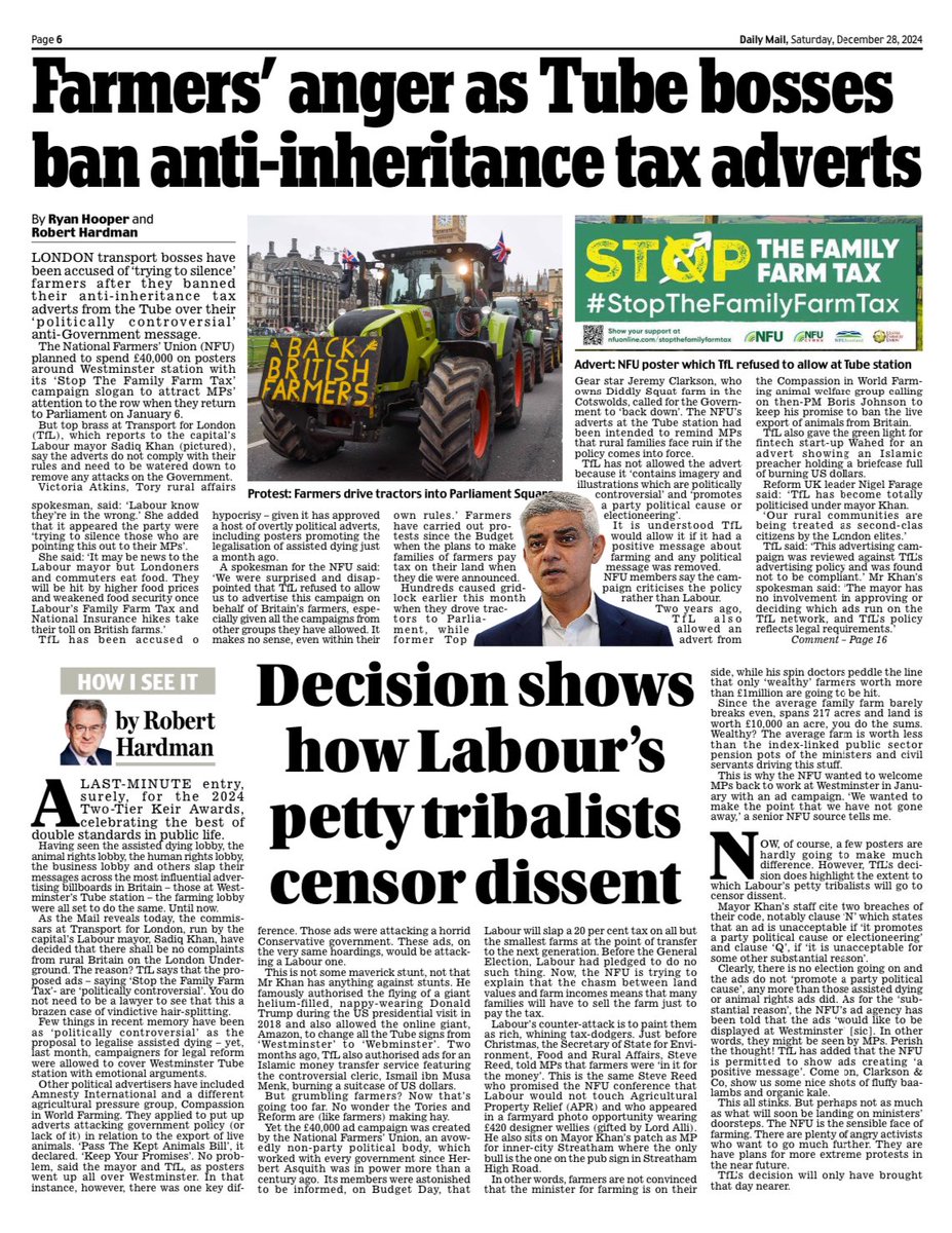 James Clark (@oxonjames) on Twitter photo Today’s <a href="/Independent/">The Independent</a> and <a href="/MailOnline/">Mail Online</a>
I’m not sure I’ve ever seen a government produce a policy this badly constructed and then, rather than simply fix it, double down in such a self-harming way.
They do know this doesn’t stop, right?
#stopthefamilyfarmtax Today’s <a href="/Independent/">The Independent</a> and <a href="/MailOnline/">Mail Online</a>
I’m not sure I’ve ever seen a government produce a policy this badly constructed and then, rather than simply fix it, double down in such a self-harming way.
They do know this doesn’t stop, right?
#stopthefamilyfarmtax