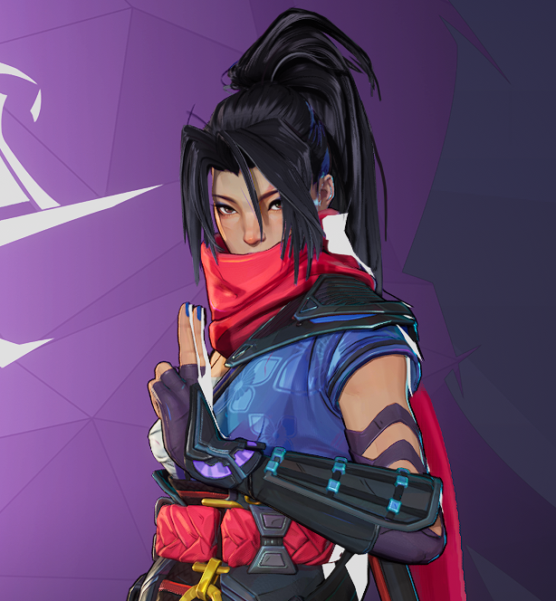 Psylocke with black hair and brown eyes.