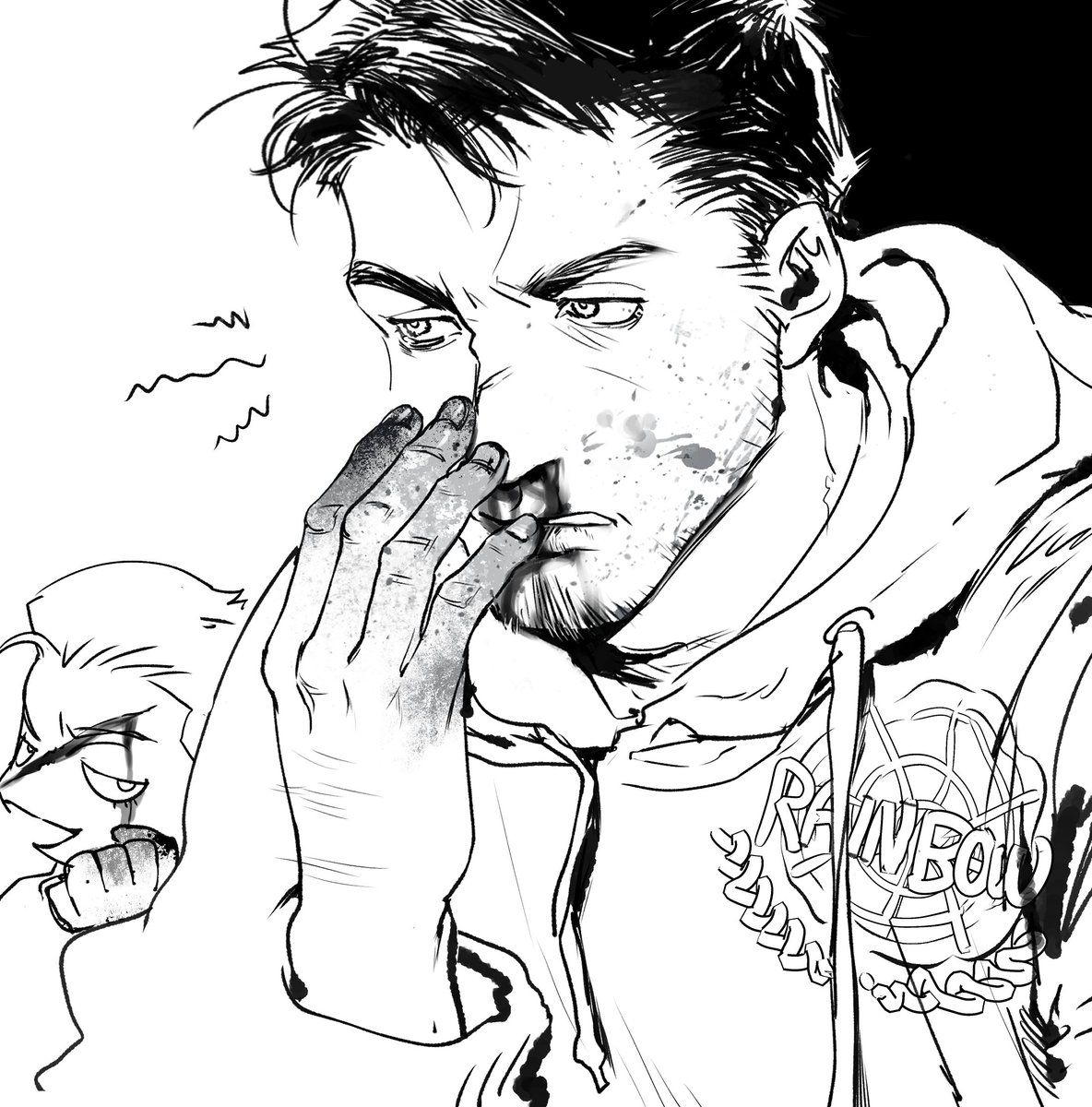 Victor_VVeg's tweet image. Although I’ve always wanted to draw a cool portrait of Kapkan’s face, I ended up choosing to draw the day Finka smashed his nose instead;)
That concept art is probably the only time Kapkan has ever shown his face, right?
#R6S #R6Community #Kapkan #Finka