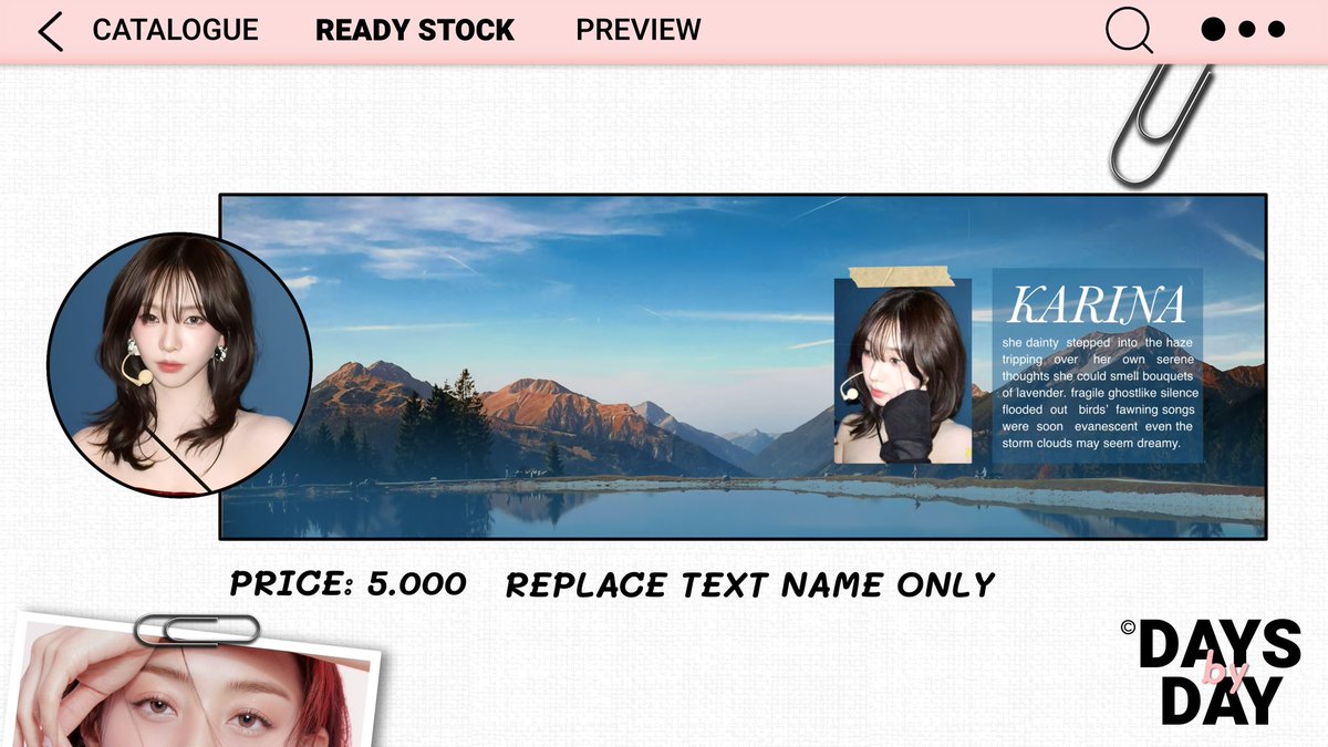 Halo, boleh bantu repost? Makasih!

Aku membawa layout ready stock Karina foto terbaru, nih. Harganya 5.000, bisa retext dibagian “Karina” ya! Pembayaran melalui QRIS. Jangan lupa mention setelah dm bagi yang ingin take 😉👌🏼 #zonauang