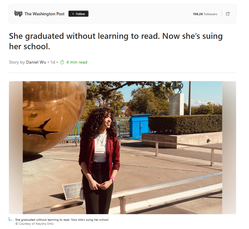 She graduated high school without learning to read—now she’s suing her school. At 19, Ortiz relies on speech-to-text software to share her story, just as she did for all her schoolwork.

More via <a href="/danswu/">Daniel Wu</a> <a href="/washingtonpost/">The Washington Post</a> <a href="/MSN/">MSN</a>: loom.ly/9Azx-jQ