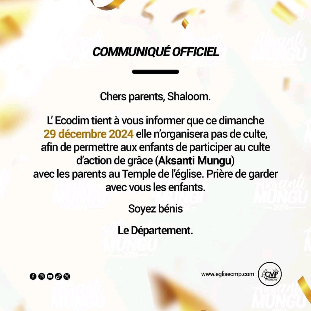 bakadifuilaChri's tweet photo. #ÉGLISE_PHILADELPHIE
COMMUNIQUÉ OFFICIELLE
#Ecodim https://t.co/uQn2KCt6j0