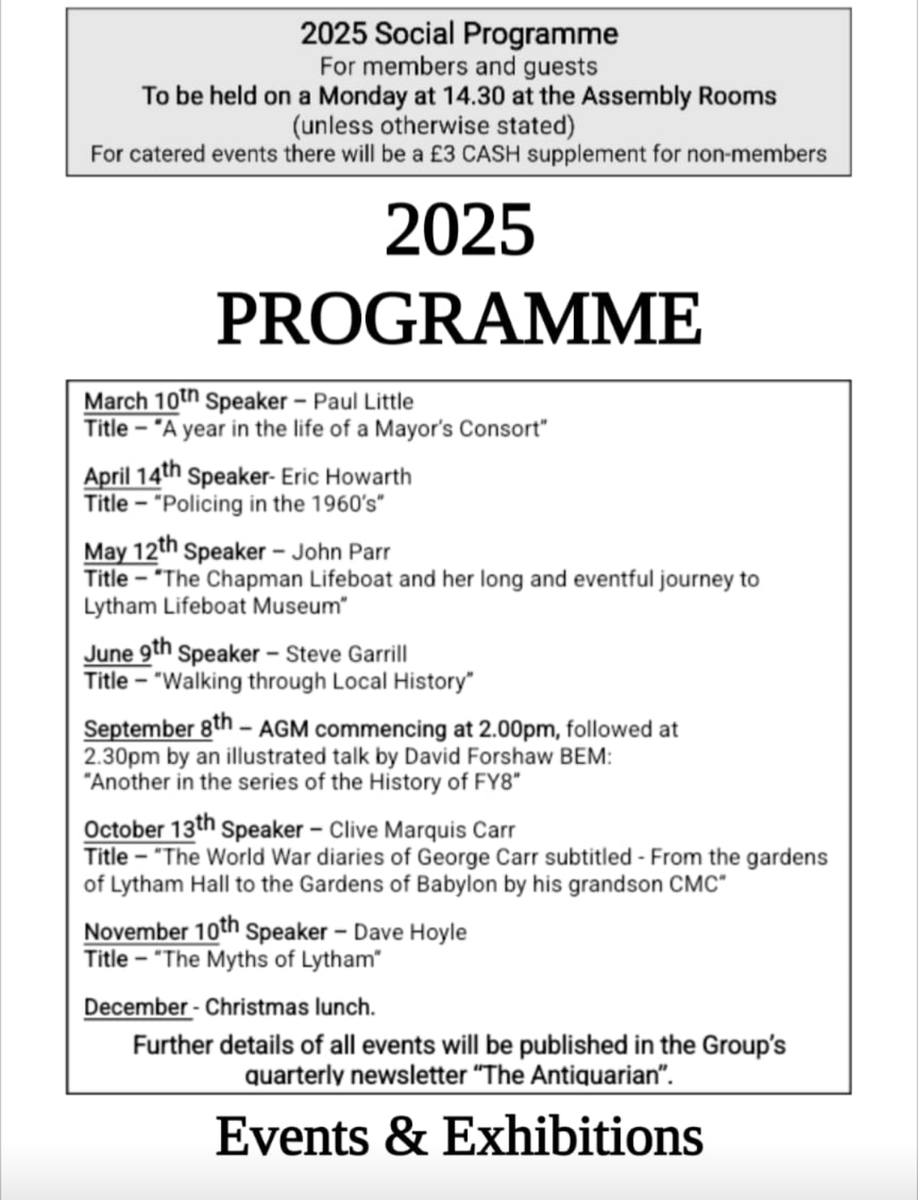 LythamArchives's tweet photo. Look ahead for some great talks from #LythamHeritage Group https://t.co/j21kCPPoeB