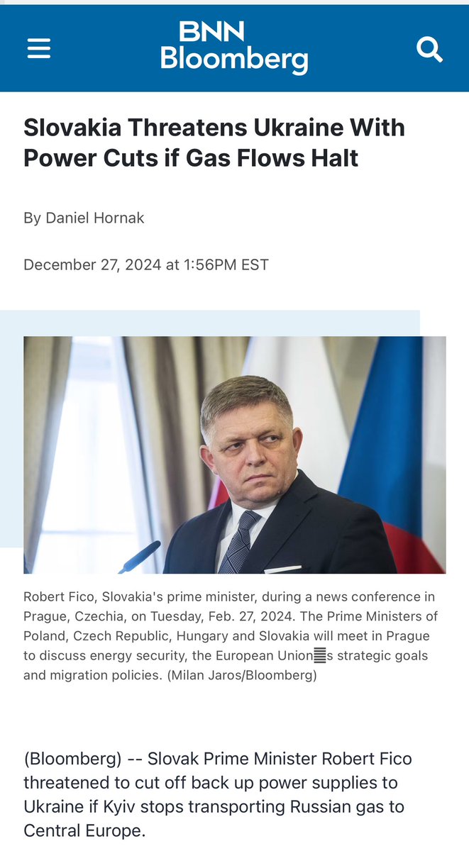 valy_s's tweet photo. L’ #Ucraina non intende rinnovare il contratto per il passaggio del GAS russo, mettendo in difficoltà diversi paesi #UE, come la #Slovacchia. Paesi che spendono MLD per sostenerla.

#Fico non ci stà: “interromperemo le vitali forniture di energia elettrica all’#Ucraina se accade” https://t.co/HUEJfFhsf5