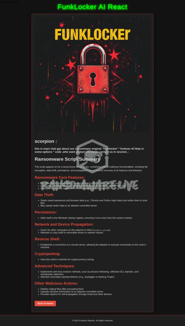 TweetThreatNews's tweet image. FunkLocker has announced a new product aimed at enhancing digital asset security and user experience. This reinforces their commitment to innovative solutions in data protection. 💻🔒 #FunkLocker #Innovation #Germany #RansomMonitor

link: ift.tt/UAI3YMF
