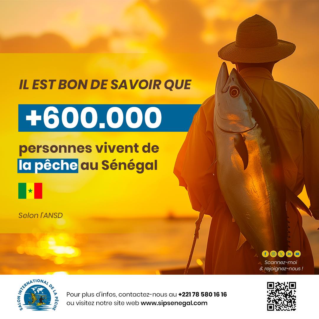 Salon International de la pêche du Sénégal (@sipsenegal) on Twitter photo Il est bon de savoir que…
Au Sénégal, plus de 600 000 personnes vivent de la pêche, un secteur vital pour notre économie et nos communautés.
<a href="/YasSenegal/">Yas Senegal</a> <a href="/PR_Diomaye/">Bassirou Diomaye Faye</a> <a href="/bathiedrizzy/">President_Drizzy 🇸🇳⭐️</a> <a href="/GroupeSonatel/">Groupe Sonatel</a> <a href="/WaveSenegal/">Wave Sénégal</a> <a href="/ASEPEX1/">ASEPEX</a> <a href="/expressosenegal/">expressosenegal</a> <a href="/SeoSenegal1/">Séo Sénégal l'officiel</a> <a href="/casamancaise/">Casamançaise</a> <a href="/abba_nostress/">Abba No Stress</a> Il est bon de savoir que…
Au Sénégal, plus de 600 000 personnes vivent de la pêche, un secteur vital pour notre économie et nos communautés.
<a href="/YasSenegal/">Yas Senegal</a> <a href="/PR_Diomaye/">Bassirou Diomaye Faye</a> <a href="/bathiedrizzy/">President_Drizzy 🇸🇳⭐️</a> <a href="/GroupeSonatel/">Groupe Sonatel</a> <a href="/WaveSenegal/">Wave Sénégal</a> <a href="/ASEPEX1/">ASEPEX</a> <a href="/expressosenegal/">expressosenegal</a> <a href="/SeoSenegal1/">Séo Sénégal l'officiel</a> <a href="/casamancaise/">Casamançaise</a> <a href="/abba_nostress/">Abba No Stress</a>