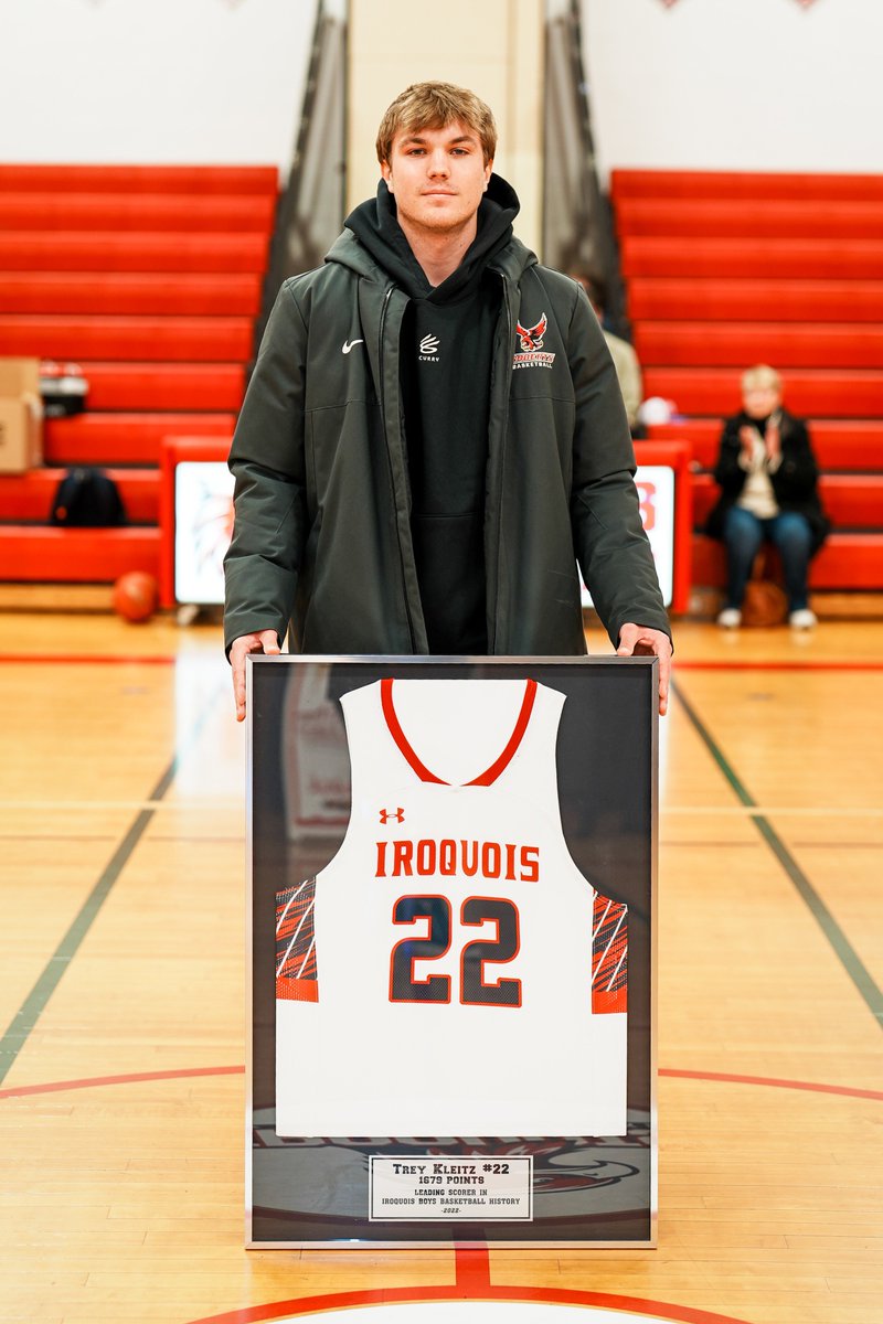Iroquois Boys Basketball (@irqbasketball) on Twitter photo Last night we had the honor of retiring <a href="/treykleitz/">Trey Kleitz</a> jersey.
Trey finished his career
#1 in points 1679
#1 in assists 653
#1 in steals 470
#1 in 3Fgs made 195
Congrats #22
@JasonNado_Bee <a href="/CoachesCorner23/">Coaches Corner 🎙</a> <a href="/wnyhoopmania/">wnyhoopmania</a> <a href="/centercourt42/">🏀centercourt🏀</a> <a href="/VSEAthletics/">VSE Athletics</a> <a href="/RobertsRedhawks/">Roberts Redhawks</a> Last night we had the honor of retiring <a href="/treykleitz/">Trey Kleitz</a> jersey.
Trey finished his career
#1 in points 1679
#1 in assists 653
#1 in steals 470
#1 in 3Fgs made 195
Congrats #22
@JasonNado_Bee <a href="/CoachesCorner23/">Coaches Corner 🎙</a> <a href="/wnyhoopmania/">wnyhoopmania</a> <a href="/centercourt42/">🏀centercourt🏀</a> <a href="/VSEAthletics/">VSE Athletics</a> <a href="/RobertsRedhawks/">Roberts Redhawks</a>