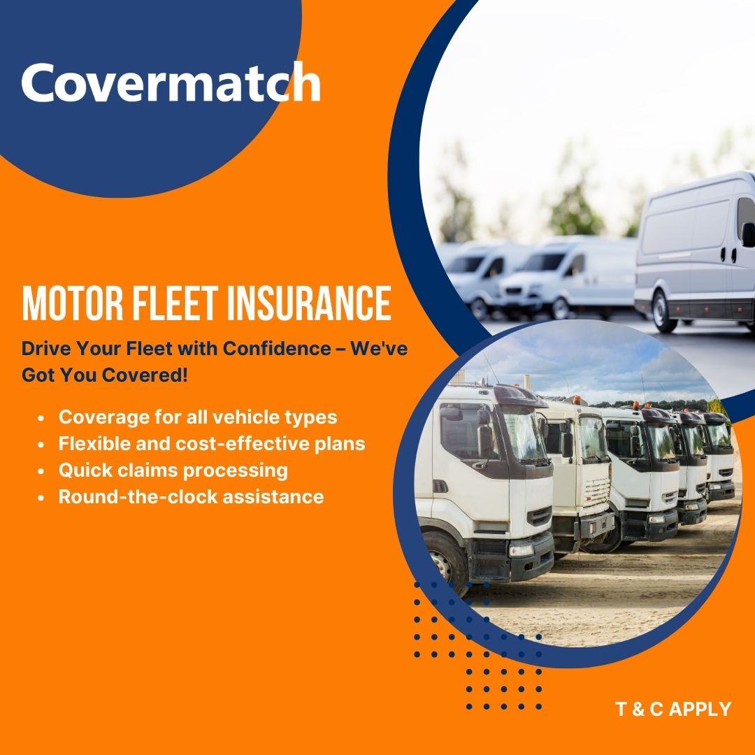 Covermatched's tweet image. Secure your business with Motor Fleet Insurance – Comprehensive coverage, cost-effective plans, and 24/7 support to keep your fleet on the move! #MotorFleetInsurance #BusinessProtection #FleetManagement #InsuranceSolutions #UAEInsurance #DriveWithConfidence #ComprehensiveCoverage