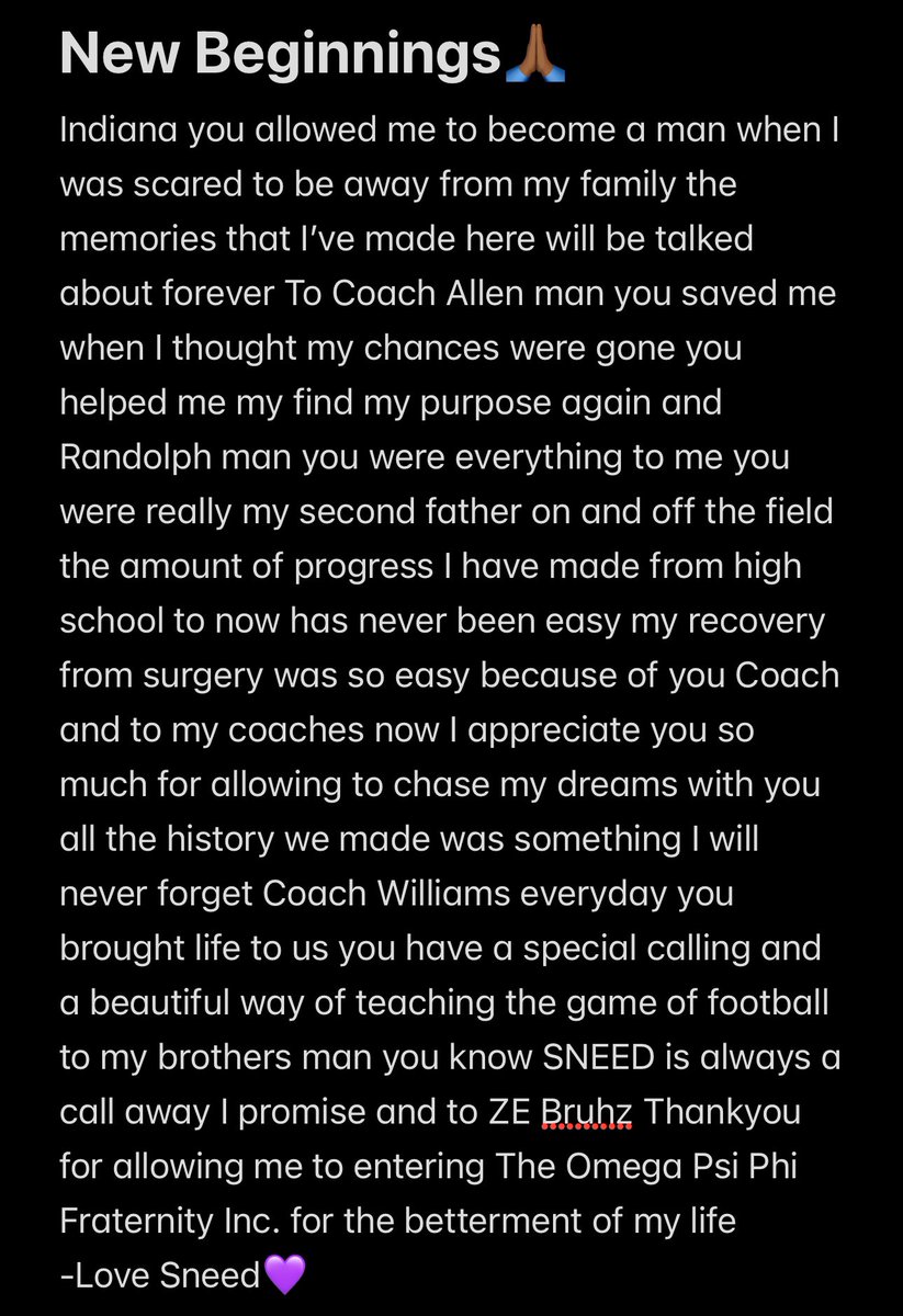 Life Goes On I will be open and available for all coaches to contact me happy holidays and thankyou Hoosier Nation you will forever be loved👊🏾
