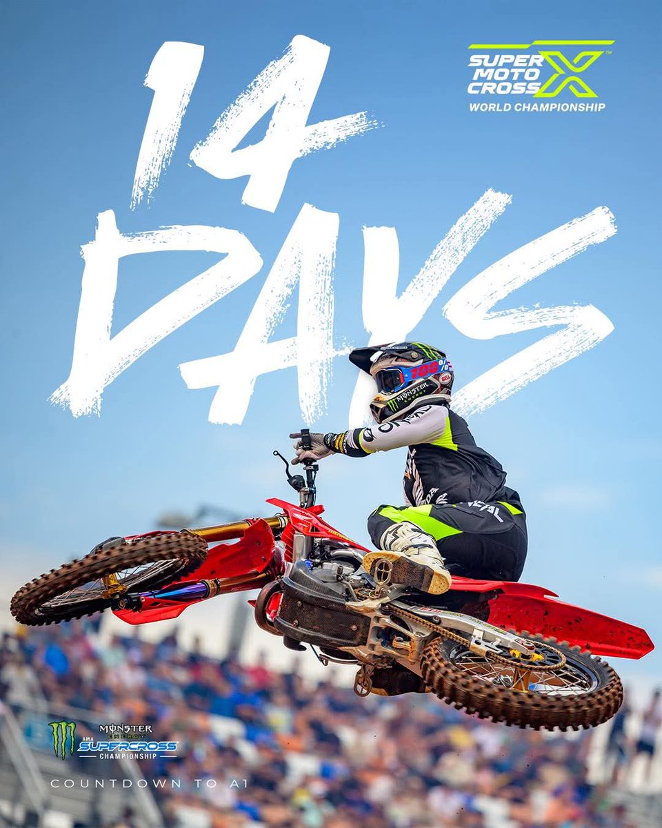 1️⃣4️⃣ More Days 🏁 Til A1

#DropTheGate #Supercross #Motocross #MonsterEnergySupercross #SXonFOX #AmaSupercross #MonsterEnergy #SXLife #MXLife #RacerX #Dirtrider #Motolife #MotocrossLife #SupercrossLife #smx